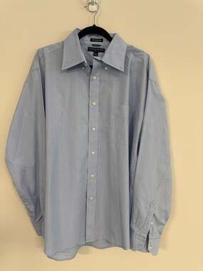 Tommy Hilfiger Golf Blue Micro Check 80's 2-Ply Cotton Button Down Shirt Size XL